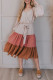Surplice V Neck Tiered Colorblock Midi Dress