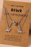 Little Dinasaur Magnet Heart Couple Necklace MOQ 5pcs
