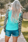 Leopard Tie-dye Splicing Long Sleeve Top
