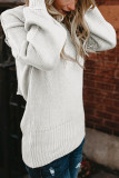 White Hollow-out Back Sweater with Tie