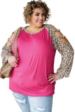 Plus Size Ladder Hollow-out Cheetah Sleeve Top