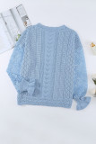 Sky Blue Crochet Lace Pointelle Knit Sweater