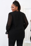 Black Swiss Dot Lace Splicing Plus Size Blouse