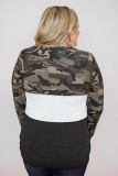 Plus Size Camo Color Block Pullover Top