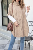 Cable Knit Turtleneck Split Knitting Sweater