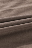 Color Block Long Sleeves Brown Pullover Top