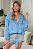 Saint Helena Printed Ruffle Blue Blouse