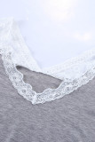 Gray Lace Knit Tank