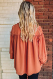 Orange Frill Trim Creasy Puff Sleeve Shirt