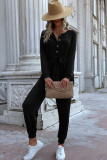 Black One Piece Jumpsuit with Waist Tie