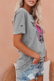 Leopard Print Graphic Tees for Women UNISHE Wholesale Short Sleeve T shirts Top