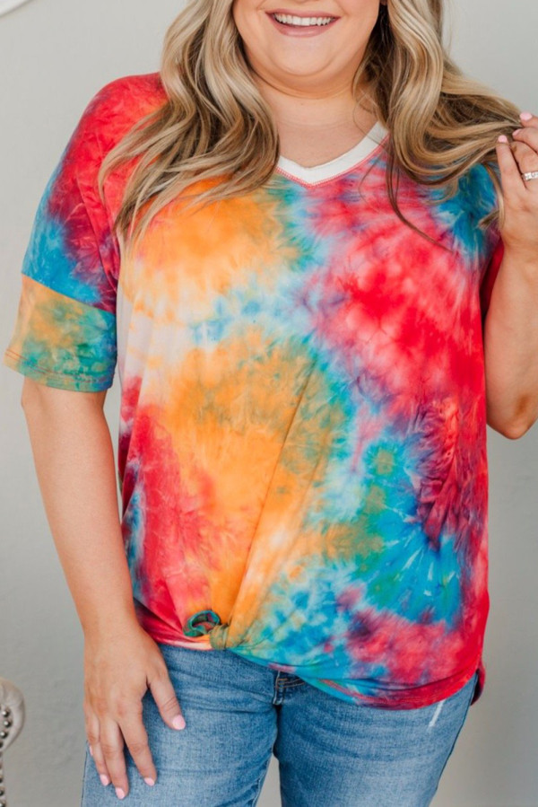 Multicolor Tie-dye Plus Size Tee