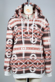 Aztec Print Zipper Down Fleece Hoodies