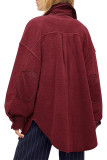 Elbow Patchwork Plain Pocket Fleece Jackets