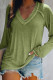 Green V-Neck Long Sleeve Top