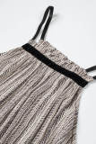 Gray Printed Side Tie Detail Tank Top