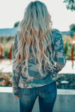 Camo Sequins Color Block Long Sleeve Top