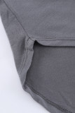 Color Block Long Sleeves Gray Pullover Top