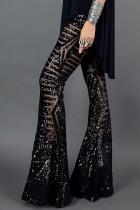 Black Sequin Wide Leg Pants