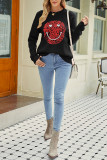 Smile Pattern Long Sleeve Pullover Sweater