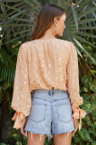 Orange Metallic Gold Polka Dot Surpliced Long Sleeves Bodysuit