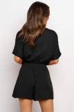 Black V Neck Tunic Romper with Pockets