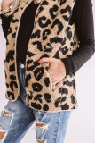 Khaki Leopard Sherpa Jacket Vest