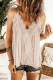 Apricot Lace Splicing Ruffled V Neck Cami Top