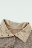 Apricot Heathered Turn-down Collar Pullover Sweatshirt