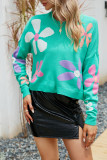 Floral Knit Short Length Pullover Sweaters