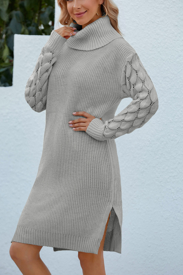 Tuetleneck Hollow Out Sleeve Knit Sweater Dress