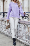 Plain Loose Fit Patchwork Knitting Sweater