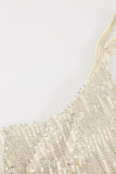 Golden V Neck Bodycon Sequin Dress