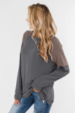 Dark Gray Color Block Raglan Sleeve Top