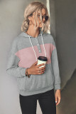 Button Down Color Block Kangaroo Pocketed Hoodies