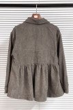 Corduroy Lapel Single Row Button Pockets Shirt Top Unishe Wholesale