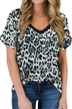 Black Collar Leopard Short Sleeve T-shirt