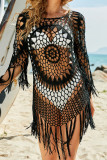 Aztec Knitted Beach Long Sleeve Hollow Out Cover Up Unishe Wholesale