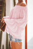 Pink Swiss Dot Off The Shoulder Top