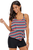 Tribal Print Ruffled Layered Tankini Top