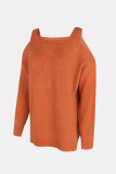 Plain Cold Shoulder Strappy Sweaters