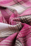 Pink Plaid Patchwork Long Sleeve Hoodies