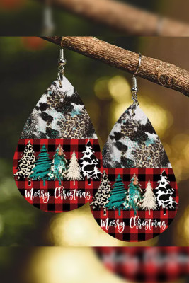 Xmas Print PU Earrings MOQ 5pcs
