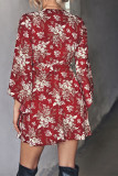 Surplice V Neck Flare Floral Dress
