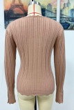 Button Sleeves Square Neck Knit Sweaters