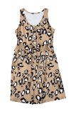 Leopard V Neck Sleeveless Mini Dress