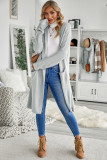Gray Open Front Hooded Sweater Cardigan