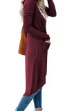 Solid Color Long Cardigan With Pockets