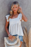 White Flutter Shoulder Babydoll Top