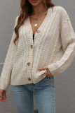 Open Front Button Cable Knit Cardigan